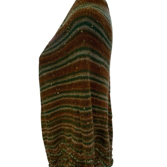 Striped Multicolor Women's handmade crocheted shawl with sequins 73” l x 32” w - Picture 5 of 8